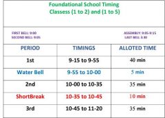 Foundational School Timetable and Timings